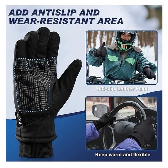 Sukeen Winter Warm Gloves Men Women Windproof Anti-Slip Touchscreen. BLACK,NEW - Picture 3 of 12